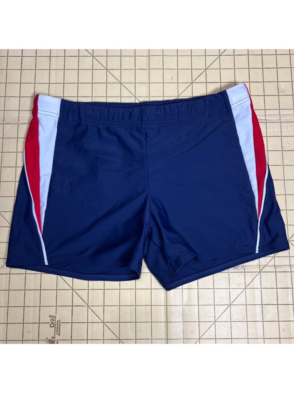 Speedo PowerFLEX Eco Mens Swim Shorts L Red/White/Navy Athletic Fit